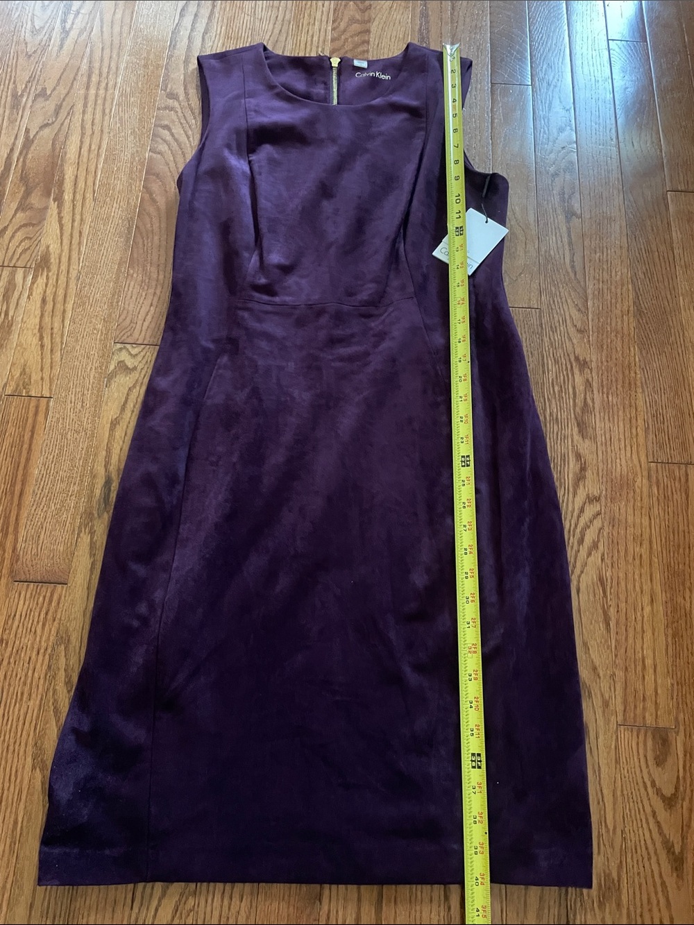 Calvin Klein Plum Faux Suede Sleeveless Shift Dress Women’s Sz 14 NWT - Picture 3 of 9